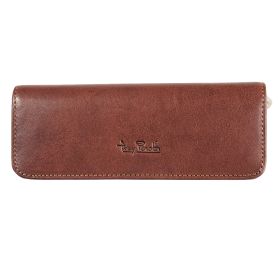 Vegetale leather 3-pen case with zipper