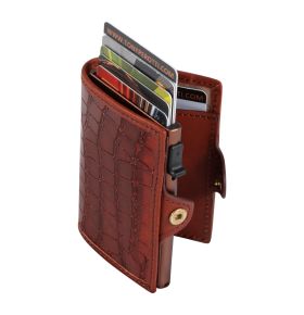 Furbo Croco leather RFID card holder with banknote and outside pocket