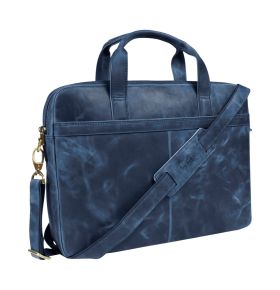 Arno Pull-up leather 2 compartment laptop bag, slim