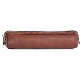 Leather pen case with zipper