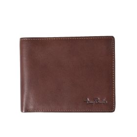 Leather men's wallet with paper money clip and coinpocket