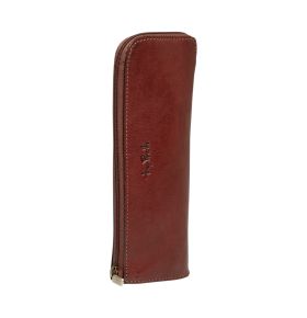 Leather pen case with zipper, standing model
