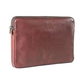 Leather 13" sleeve with accessory compartment 