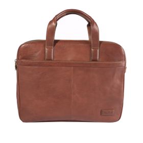 Leather laptop bag 2-compartment 