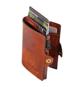 Leather Van Gogh men's wallet with paper money - coin and creditcard pockets