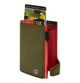 Furbo Arno Pull-up leather RFID card holder (red) with banknote and coin pocket