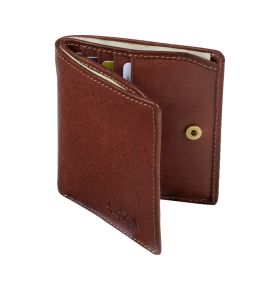 Vegetale leather billfold with coin pocket on the outside, medium