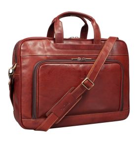 Vegetale leather 2 compartment laptop bag with front pocket, large