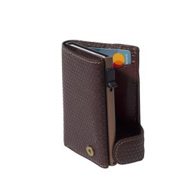 Furbo Optic Fibre leather RFID card holder with banknote and outside pocket