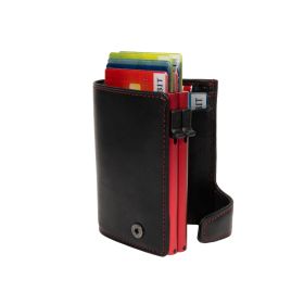 Furbo Vegetale Ladies leather RFID double card holder (red) with banknote and coin pocket