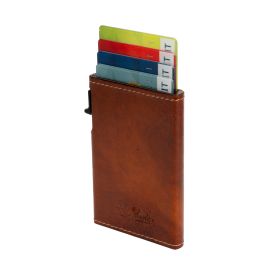 Furbo Van Gogh leather RFID Card holder slim with outside pocket for extra card