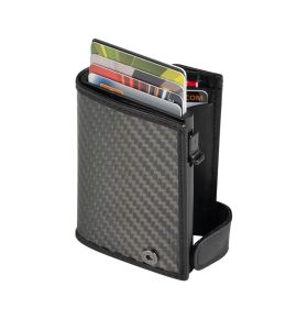 Furbo Carbon leather RFID card holder (black) with banknote and coin pocket