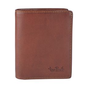 Vegetale leather vertical billfold with coin pocket, large