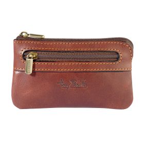 Vegetale leather zippered key pouch with coin pocket