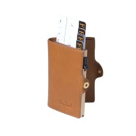 Furbo Vegetale leather RFID card holder slim with banknote pocket and snap closure