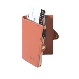 Furbo Rifinito leather RFID card holder with banknote pocket and snap closure