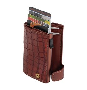 Furbo Croco leather RFID card holder with banknote and coin pocket