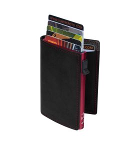 Furbo Fucheccio leather RFID card holder (fuchsia) slim with banknote pocket